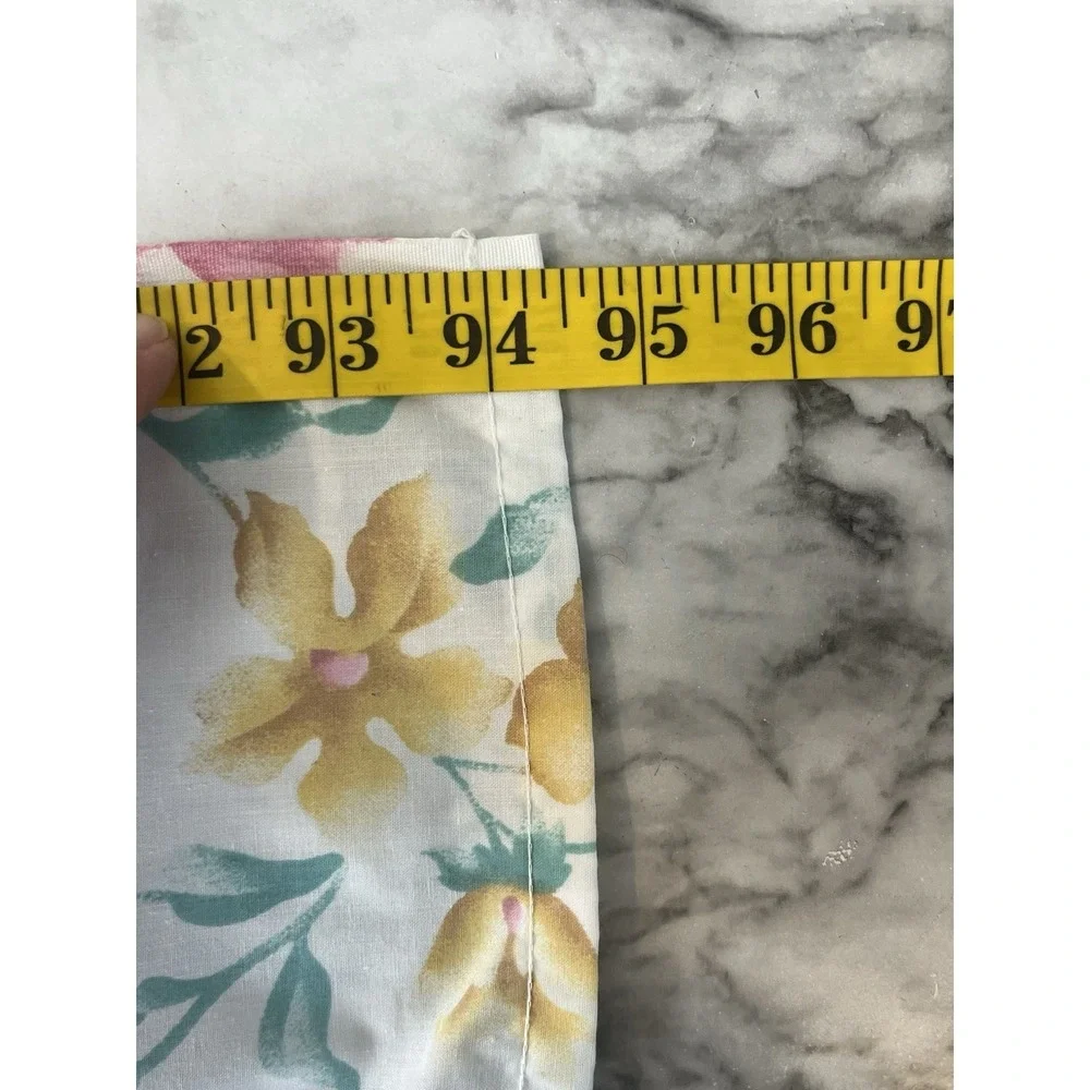 Cannon Vtg‎ Twin Flat Sheet Floral Pink Purple Yellow Rose Cottagecore USA
